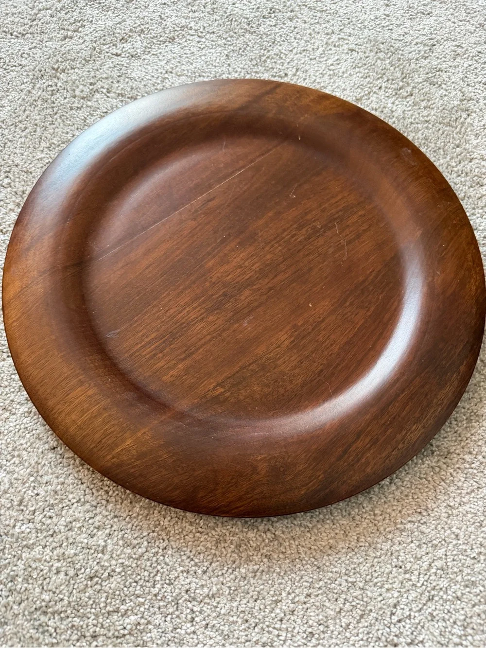 Crate & Barrel Wooden Charger Plate - Brown Rustic Dining Charger (Set of 2)
